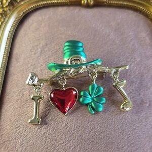 Vintage AJC "I Love Irish Music" Charm Brooch